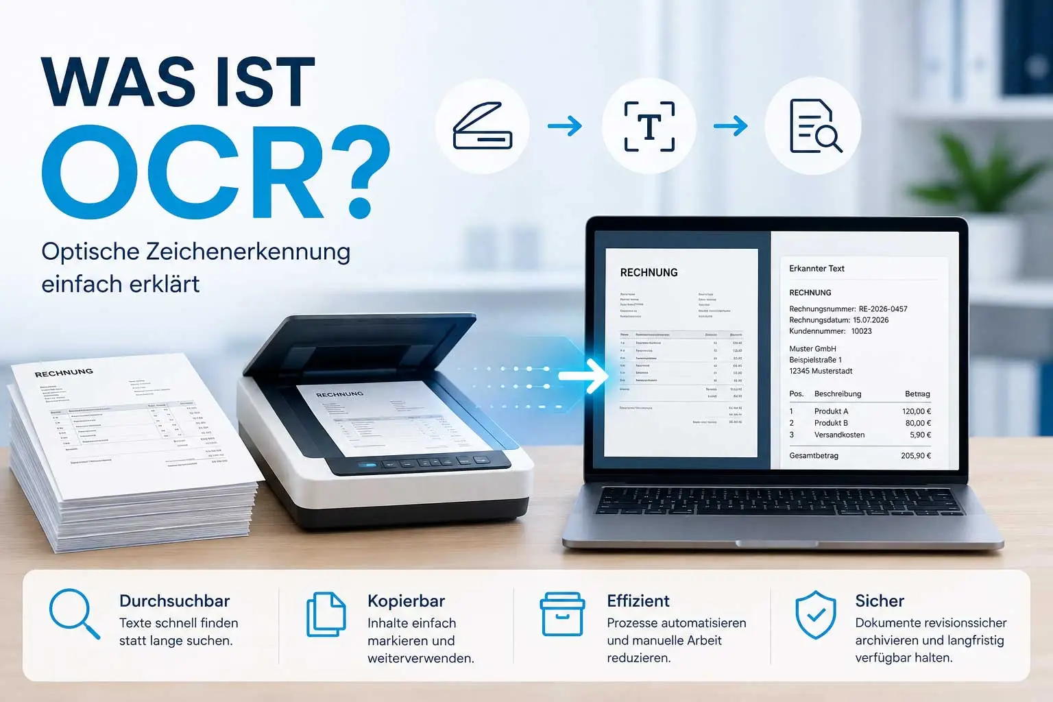 OCR-Texterkennung für gescannte Dokumente und PDF-Dateien